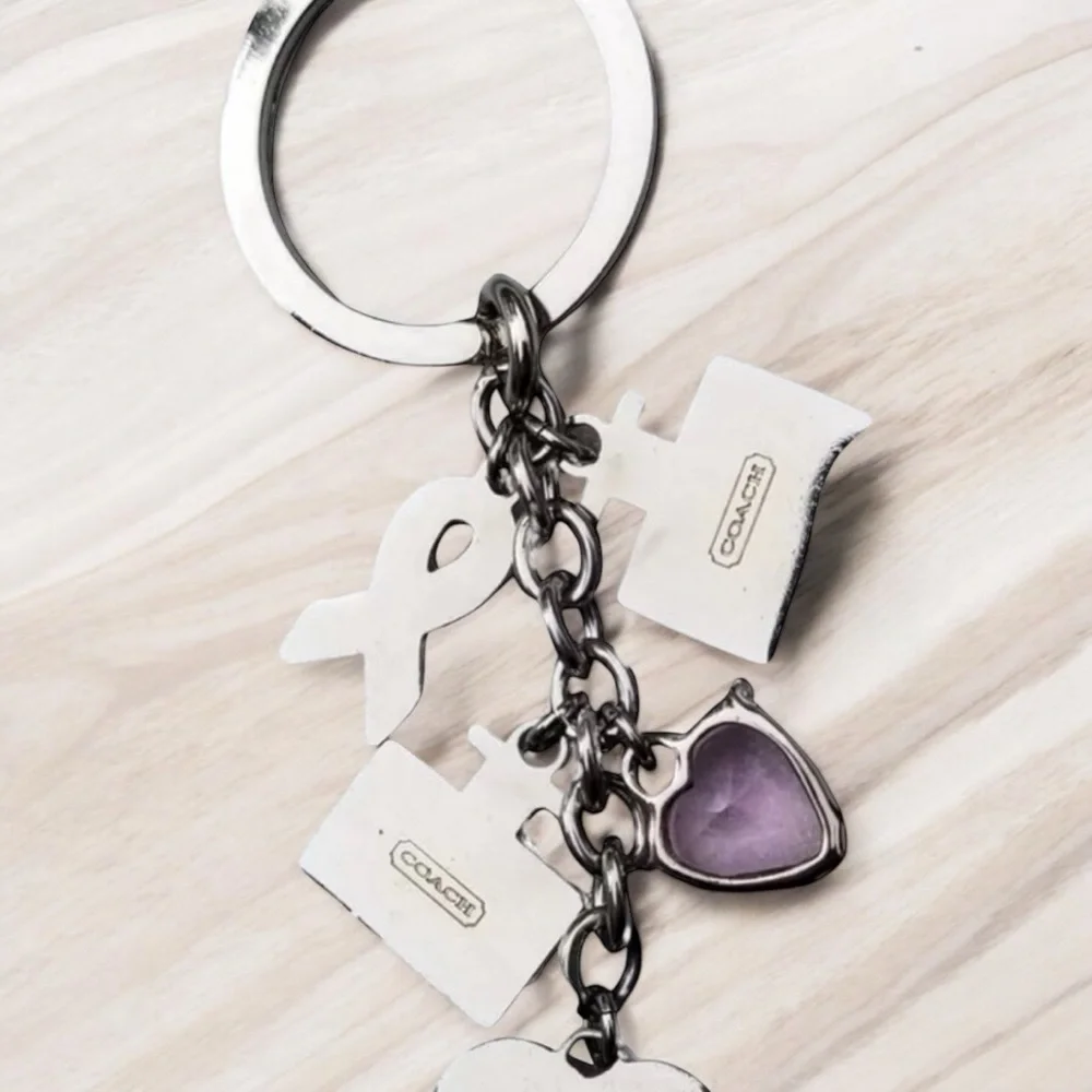 Coach 92161 BCA Breast Cancer Awareness Multi Mix Enamel Keychain Key Fob Pink